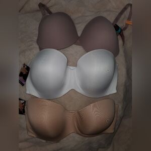 Maidenform 36DD Strapless Bra Set - Brown, White, Tan